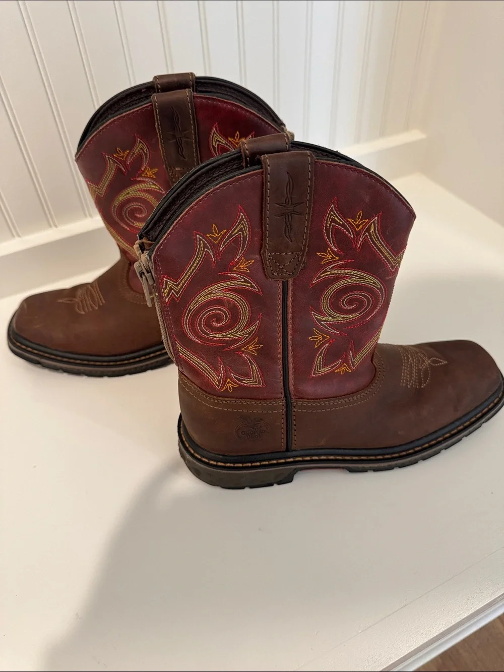 Georgia Kids Carbo Tec LT Pull On Western Cowboy Boots Unisex 2.5m Leather